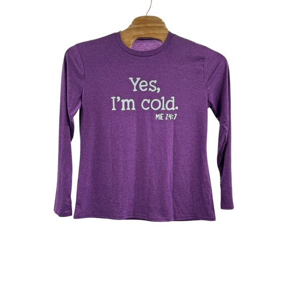 Women's Novelty Tee Shirt Size Large Long Sleeve‎ Purple Graphics - Picture 2 of 4